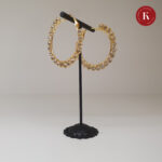 Gold & White Stone Hoop Earrings