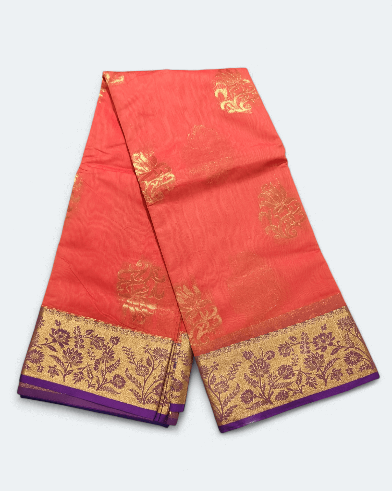 3_102319_A (1) Cotton Silk Saree Orange - Image 1