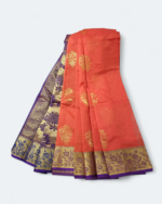 Cotton Silk Saree Orange - Image 2