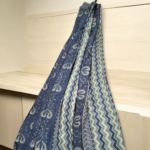 Printed Saree Dark blue with  mint green
