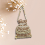 Charming Small Pearl & Hanging Flower Bag With Rose Gold Color