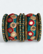 Elegant Double Circle Mirror Bangles Sea Green - Image 3