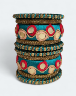 Elegant Double Circle Mirror Bangles Sea Green