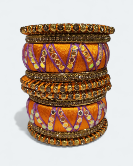Stylish Zic Zac Design Bangles Orange