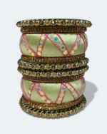 Stylish Zic Zac Design Bangles Green With Pink