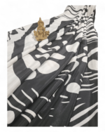 Classic Creamy Black & white with Golden Silk Saree - Image 2