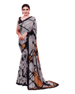 Classic Creamy Black & white with Golden Silk Saree - Image 3