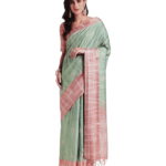 Printed Kimora silk Light green with pink