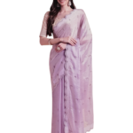 Tissue Saree with Crystal Work Lavender