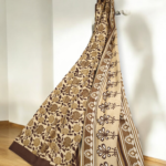 Printed Saree Beige with Dark Brown