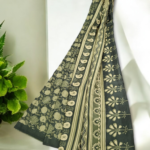 Printed Saree Bottle Green