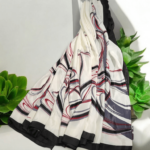 Classic Creamy Black & white with Red Silk Saree