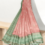 Printed Kimora silk Peach with light green