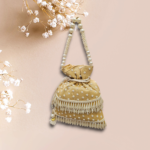Charming Small Pearl & Hanging Flower Bag With Gold Color
