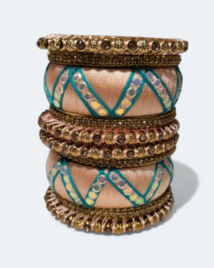 Stylish Zic Zac Design Bangles Peach