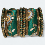 Elegant Half Moon Design Bangles Light Green