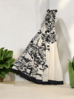 Classic Creamy Off White with Black Silk Saree