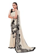 Classic Creamy Off White with Black Silk Saree - Image 2
