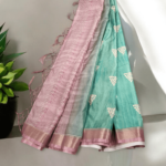 Printed Kimora silk Green with mauve