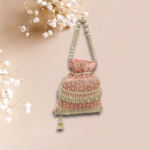 Charming Small Pearl & Hanging Flower Bag With Peach Color