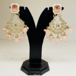 Square Stud Imitation Earrings with Kundan & Pearl Hanging