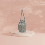 Glamorous Pearl Stone Bag With Silver Color