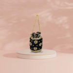 Flower Design Bag Pearl with Black Colour
