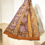 Printed Saree  Moffe with mustard