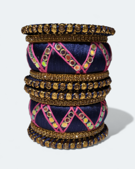 Stylish Zic Zac Design Bangles Navy Blue
