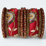 Elegant Half Moon Design Bangles Red
