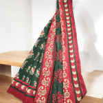 Printed Saree Green Red