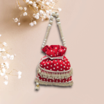Charming Small Pearl & Hanging Flower Bag With Red Color