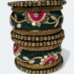 Elegant Half Moon Design Bangles Dark Green