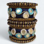 Elegant Double Circle Mirror Bangles Navy Blue