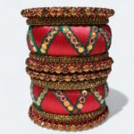 Stylish Zic Zac Design Bangles Red With Green