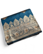 Katan Silk Saree Blue/gold - Image 2