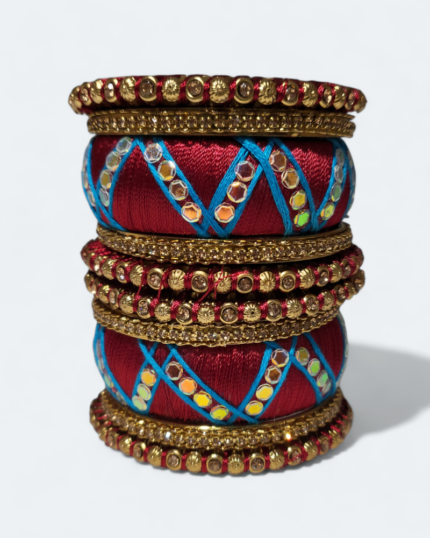 Stylish Zic Zac Design Bangles Maroon