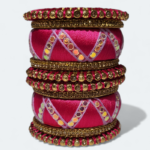 Stylish Zic Zac Design Bangles Dark Pink