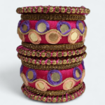 Elegant Double Circle Mirror Bangles Deep Pink