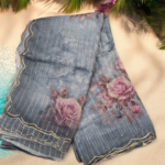 Printed tissue with bold Floral design Gray