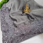 Soft Silk Saree with Sequence and Embroidery Work Gray
