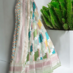 Tissue with silver jari work Green with Pista