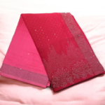 Ombree silk saree with crystal work Red