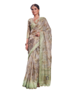 Printed tissue saree with sequence Light Green - Image 2