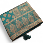 Soft Silk Saree With Copper Zari Green
