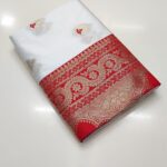 White And Red Silk Saree