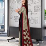 Cream With Black Printed Saree