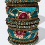 Elegant Half Moon Design Bangles Greenish Blue