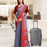Gray With Red Printed Saree