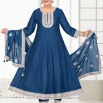Blue and Gold Flared Kameez